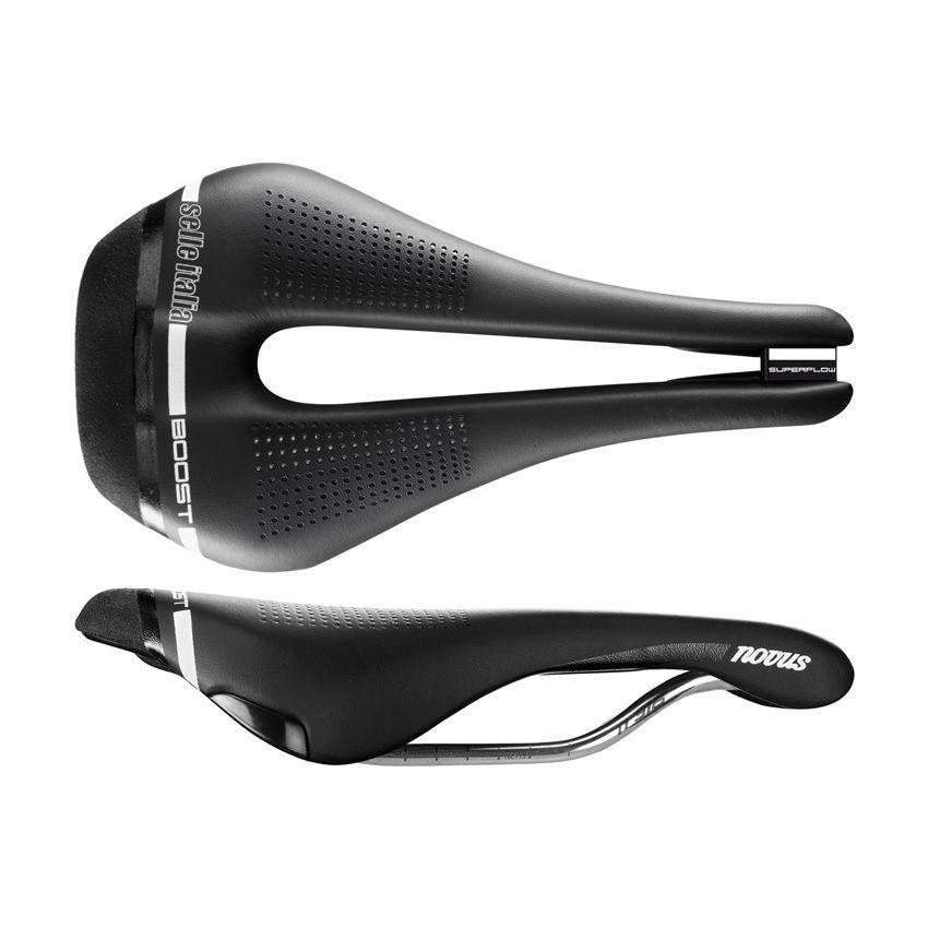 Siodło SELLE ITALIA NOVUS BOOST SUPERFLOW S (id match - S3) ti 316 tube 7, fibra-tek, czarne (NEW) 