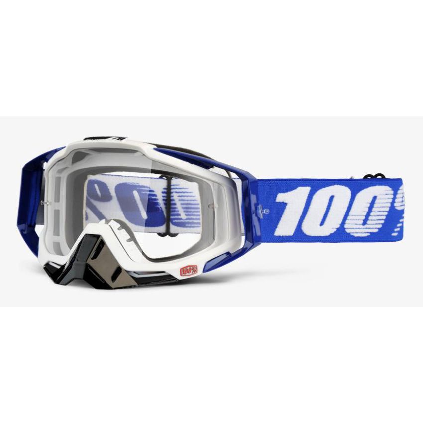 Gogle 100% RACECRAFT COBALT BLUE (Szyba Przezroczysta Anti-Fog + 10 Zrywek) 