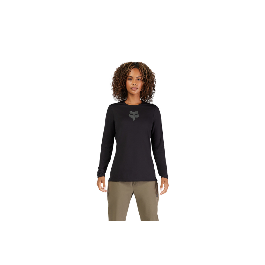Koszulka Rowerowa Z Długim Rękawem FOX Lady Head Black