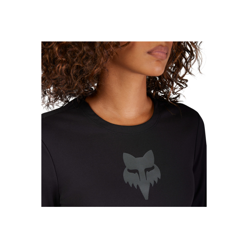 Koszulka Rowerowa Z Długim Rękawem FOX Lady Head Black