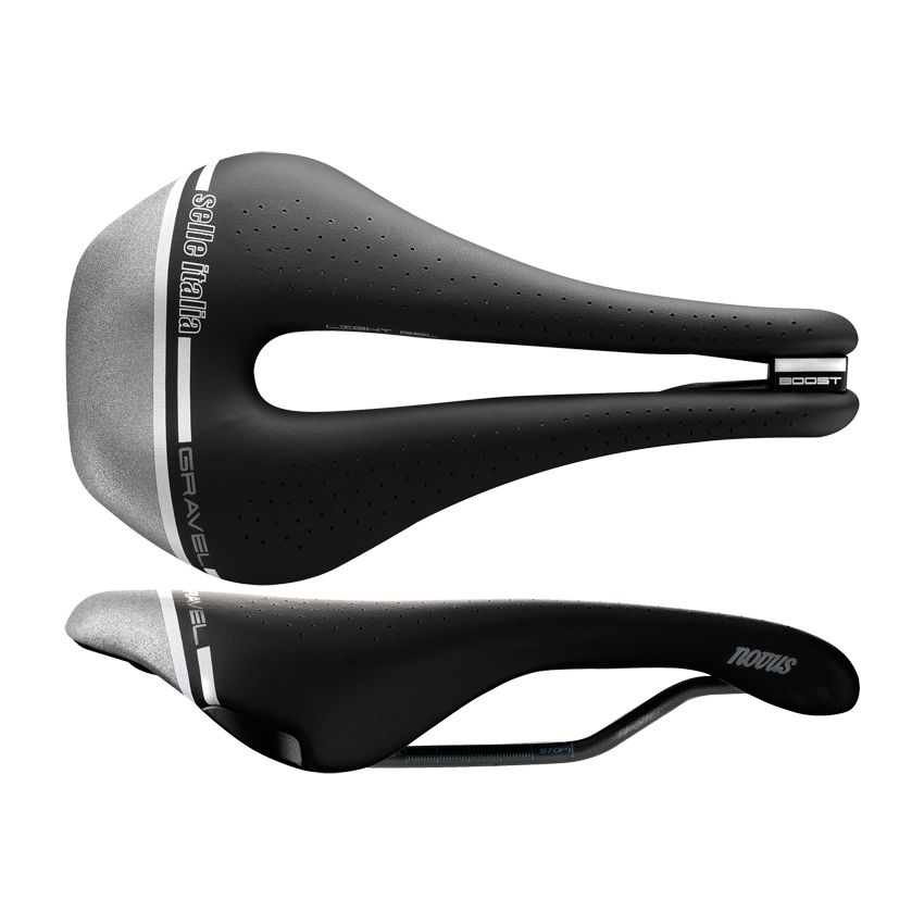 Siodło SELLE ITALIA NOVUS BOOST GRAVEL TECH SUPERFLOW S (id match - S3) TI 316 Tube 7, fibra-tek, 255g czarno-szary (NEW) 