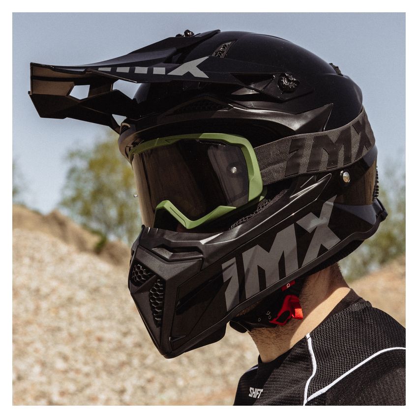 Gogle IMX Endurance Flip Green Matt/Black (szyba dark smoke + clear)