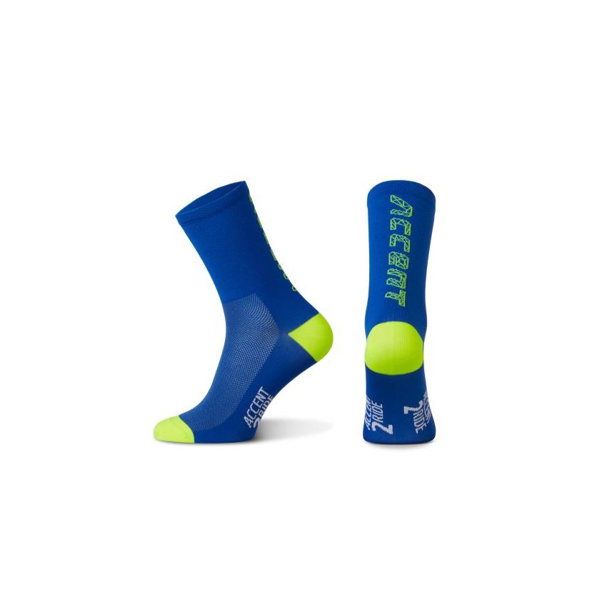Accent Skarpetki kolarskie Hero Long, niebieskie-żólte fluo, rozmiar S (36-38) 