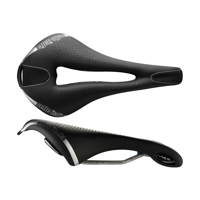 Siodło SELLE ITALIA MAX FLITE GEL SUPERFLOW L (id match - L3) TI 316 Tube 7, fibra-tek, 320g czarne (NEW) 