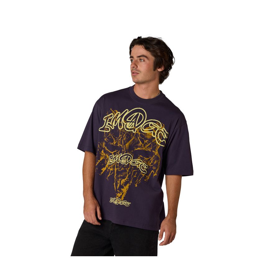 Fox T-shirt  Image Print Plum Oversized Perfect L