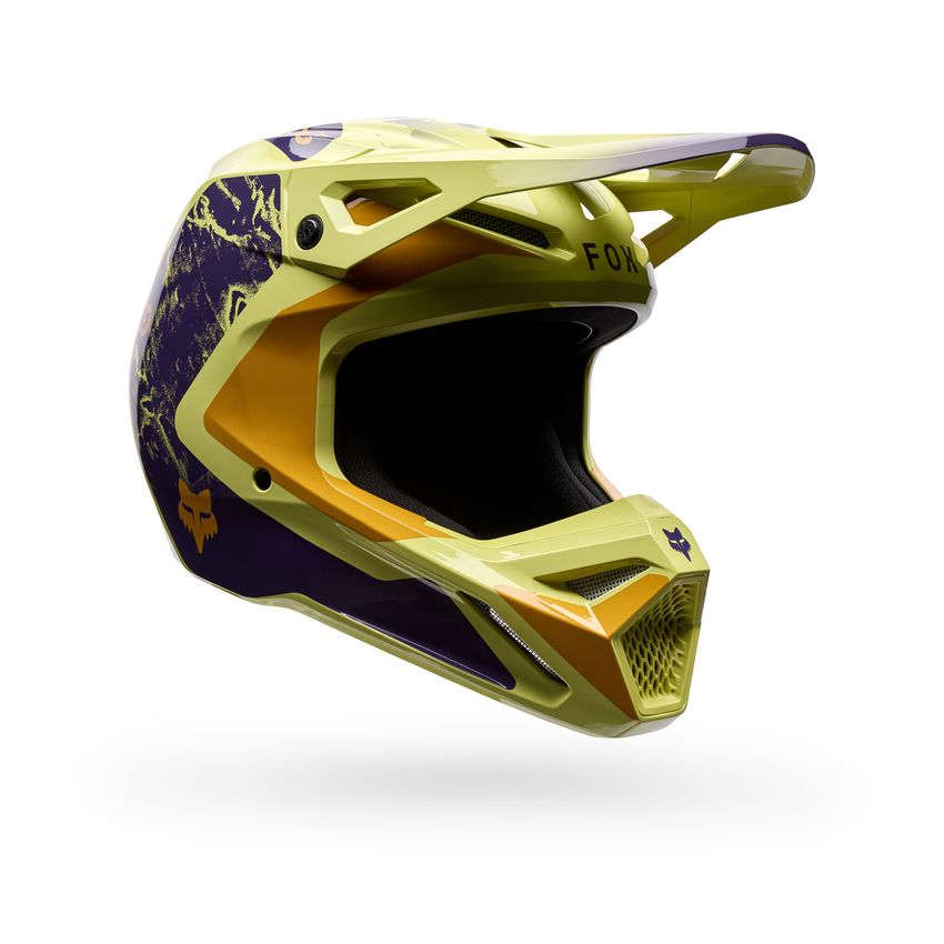 Fox Kask Motocyklowy  V1 Image Print Purple Yellow M