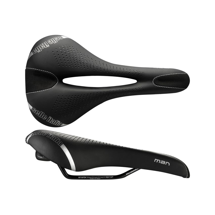 Siodło SELLE ITALIA MAN GEL FLOW L (id match - L2) Manganese Tube 7, fibra-tek, 310g czarne (NEW) 