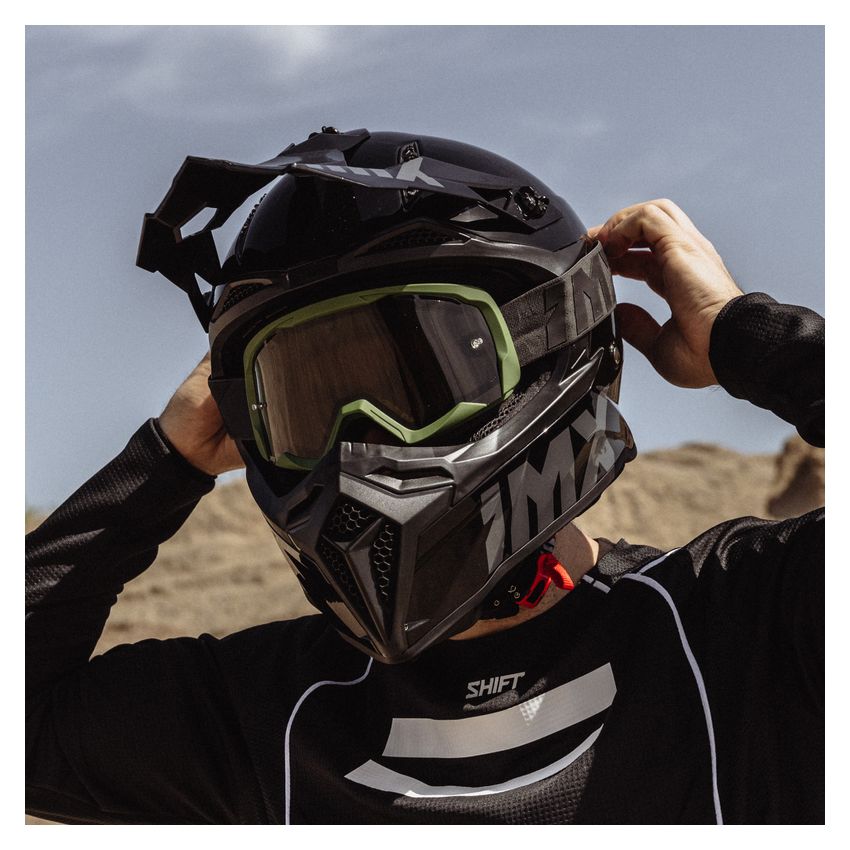 Gogle IMX Endurance Flip Green Matt/Black (szyba dark smoke + clear)