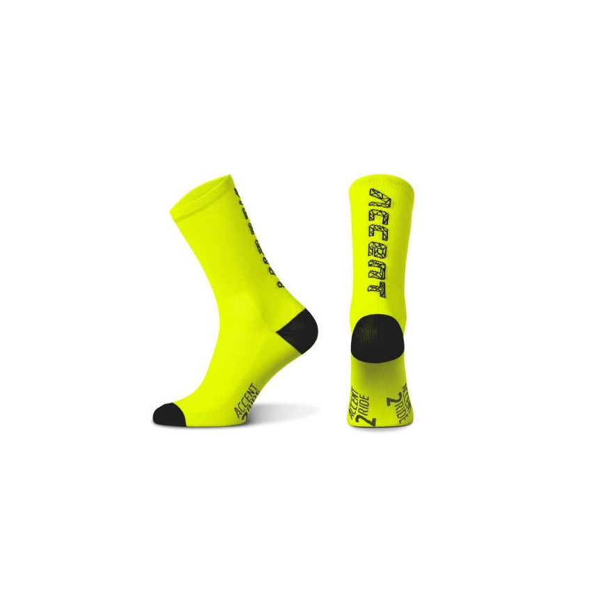 Accent Skarpetki kolarskie Hero Long, żółto-fluo-czarne, rozmiar S (36-38) 