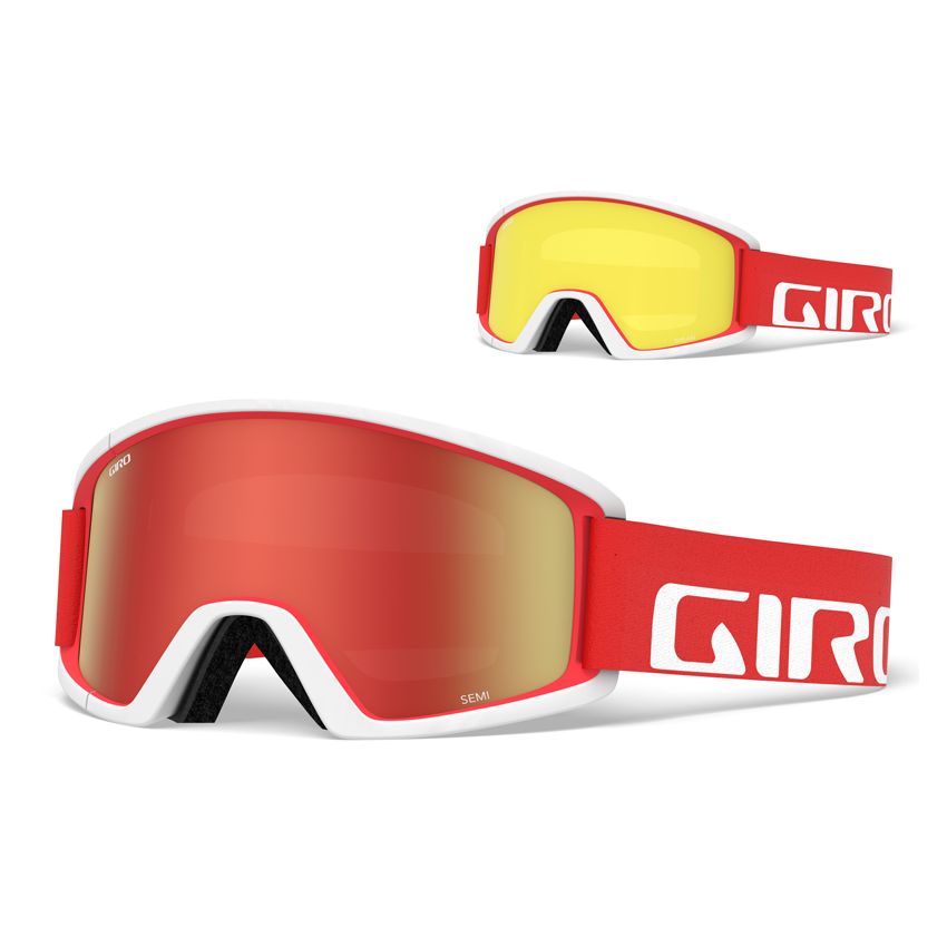 Gogle zimowe GIRO SEMI RED WHITE APEX (Szyba lustrzana kolorowa AMBER SCARLET 40% S2 + Szyba kolorowa YELLOW 84% S0) 