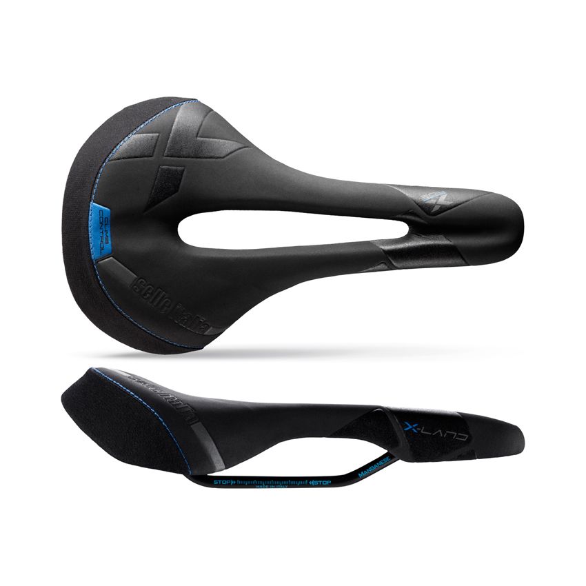 Siodło SELLE ITALIA X-LAND E-BIKE TM SUPERFLOW L (id match - L3) Manganese Tube 7,  fibra-tek- Mokka, 275g czarno-niebieskie (NEW) 