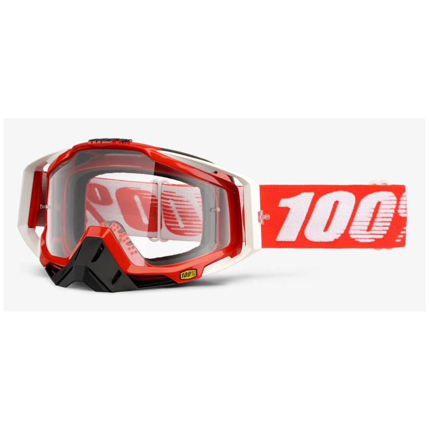 Gogle 100% RACECRAFT FIRE RED (Szyba Przezroczysta Anti-Fog + 10 Zrywek) 