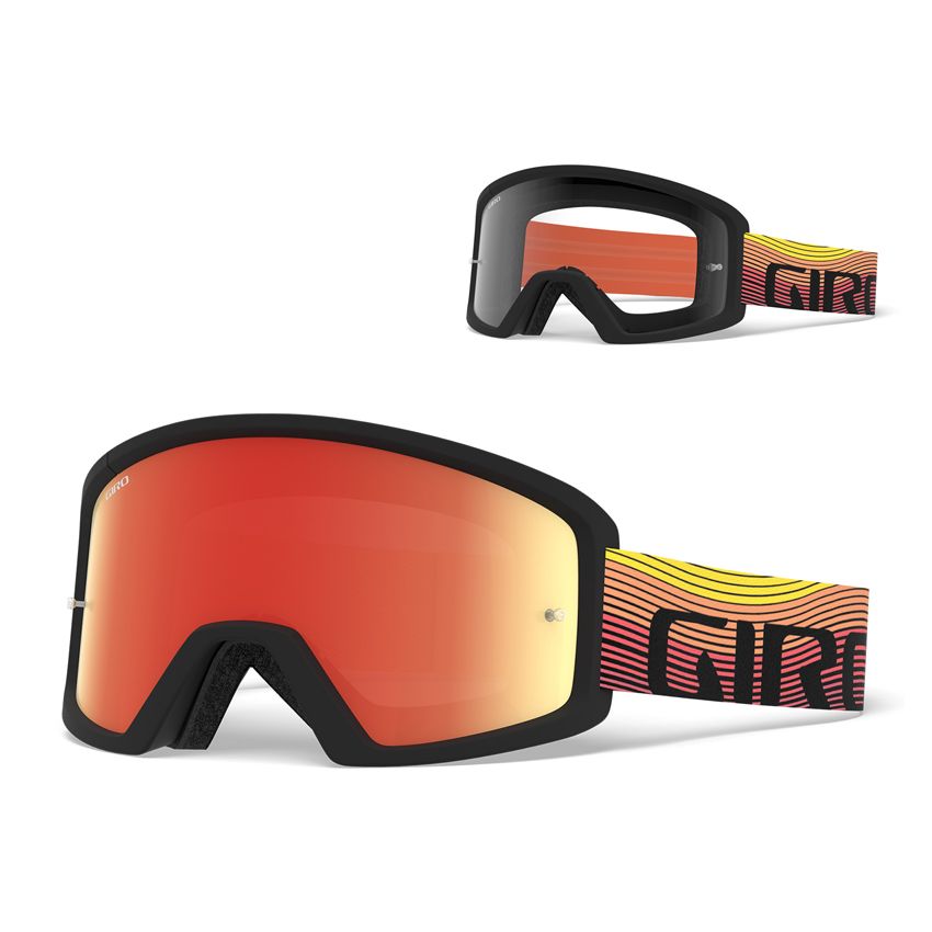 Gogle GIRO BLOK orange heatwave (Szyba kolorowa AMBER xx% S3 + Szyba Przeźroczysta 99% S0) mocowanie pod zrywki +10 zrywek (NEW) 
