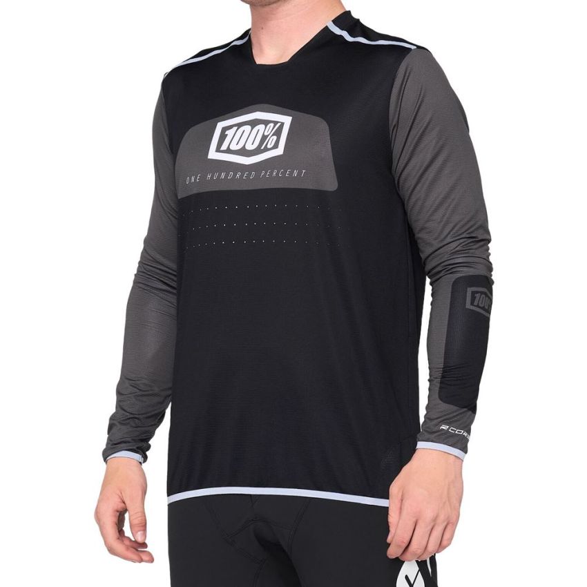 Koszulka męska 100% R-CORE X Jersey długi rękaw black white roz. L (NEW) 