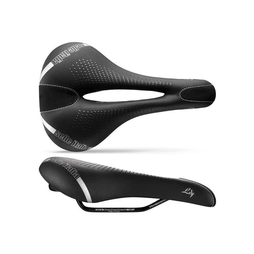 Siodło SELLE ITALIA LADY GEL FLOW L (id match - L2) Manganese Tube 7,  fibra-tek, 310g czarne (NEW) 