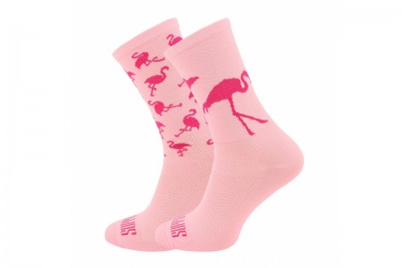Skarpety kolarskie SUPPORT Famous Flamingos różowe