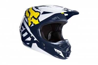 FOX V1 race holiday kask White-Yellow