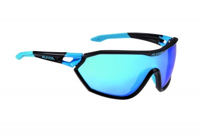 ALPINA okulary S-WAY VLM+ kolor black matt-cyan szkło blue mirror S1-4 Fogstop Hydrophob