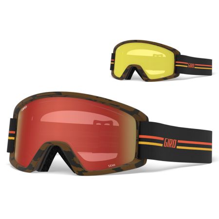 Gogle zimowe GIRO SEMI GP BLACK ORANGE (Szyba lustrzana kolorowa AMBER SCARLET 40% S2 + Szyba kolorowa YELLOW 84% S0) (NEW 2020) 