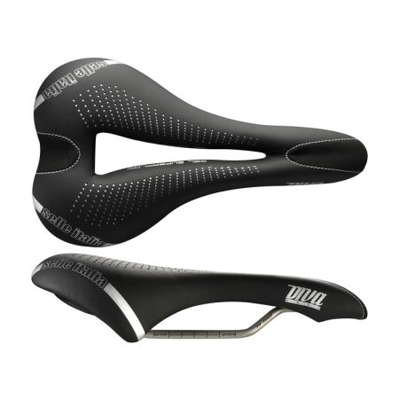 Siodło SELLE ITALIA DIVA GEL SUPERFLOW S (id match - S3) TI 316 Tube 7, fibra-tek, 275g czarne (NEW) 