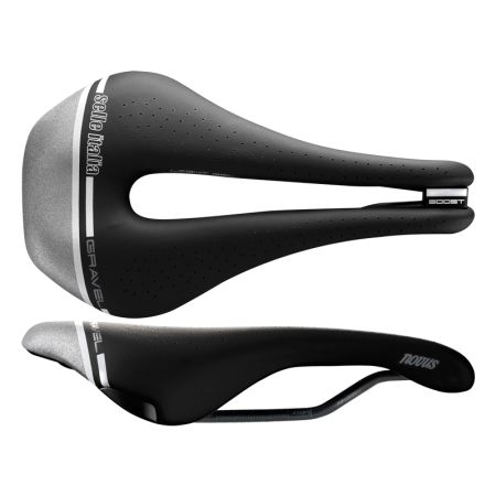 Siodło SELLE ITALIA NOVUS BOOST GRAVEL TECH SUPERFLOW S (id match - S3) TI 316 Tube 7, fibra-tek, 255g czarno-szary (NEW) 