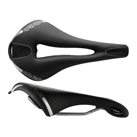 Siodło SELLE ITALIA MAX FLITE GEL SUPERFLOW L (id match - L3) TI 316 Tube 7, fibra-tek, 320g czarne (NEW) 
