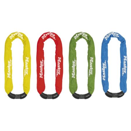 Zapięcie rowerowe MASTERLOCK QUANTUM 8392 ŁAŃCUCH 8mm 40mm 90cm SZYFR zestaw mix kolorów pudełko 6szt. (NEW) 
