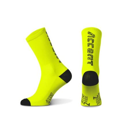 Accent Skarpetki kolarskie Hero Long, żółto-fluo-czarne, rozmiar S (36-38) 