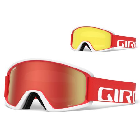 Gogle zimowe GIRO SEMI RED WHITE APEX (Szyba lustrzana kolorowa AMBER SCARLET 40% S2 + Szyba kolorowa YELLOW 84% S0) 