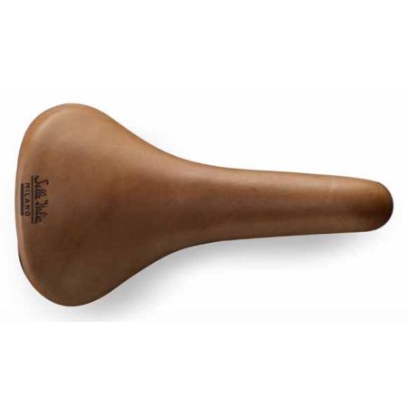 Siodło SELLA ITALIA TURBO RACER Fec Alloy 7, skórzane jasne brązowe 370g (NEW) 