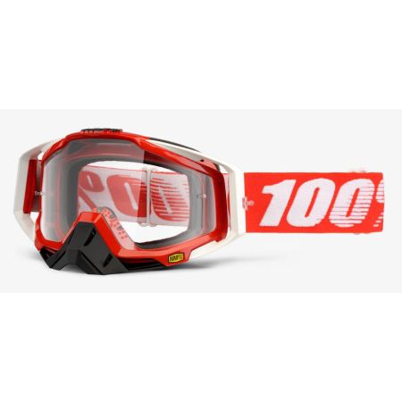 Gogle 100% RACECRAFT FIRE RED (Szyba Przezroczysta Anti-Fog + 10 Zrywek) 
