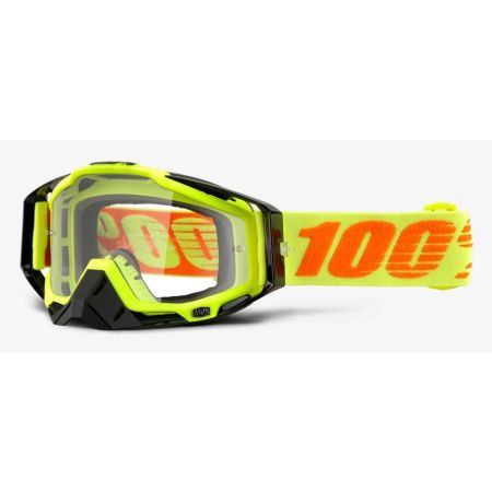 Gogle 100% RACECRAFT ATTACK YELLOW (Szyba Przezroczysta Anti-Fog + 10 Zrywek)