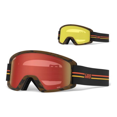 Gogle zimowe GIRO SEMI GP BLACK ORANGE (Szyba lustrzana kolorowa AMBER SCARLET 40% S2 + Szyba kolorowa YELLOW 84% S0) (NEW 2020) 