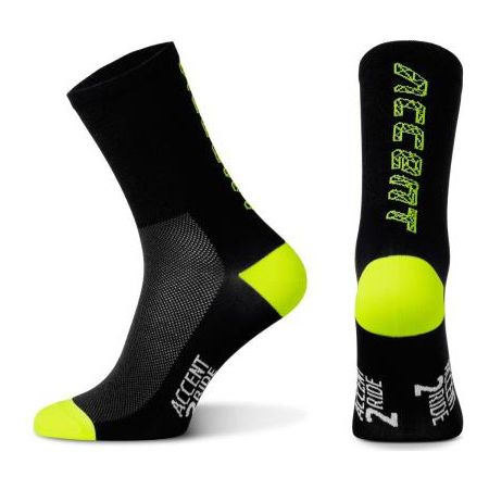Accent Skarpetki kolarskie Hero Long, czarno-żółte fluo, rozmiar S (36-38) 
