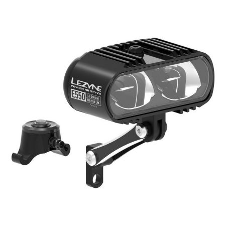 Lampka przednia LEZYNE EBIKE POWER HB STVZO E550 550 lumenów 120 luxów, AUTO DAY/NIGHT SENSOR pod napęd elektryczny, system mocowania X-LOCK, kabel 130cm czarna (WYPRZEDAŻ -50%)