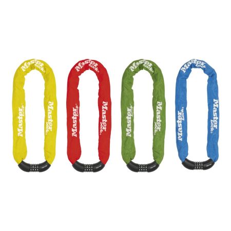 Zapięcie rowerowe MASTERLOCK QUANTUM 8392 ŁAŃCUCH 8mm 40mm 90cm SZYFR zestaw mix kolorów pudełko 6szt. (NEW) 