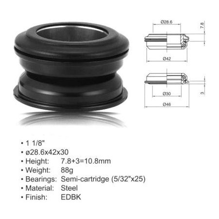 Stery AUTHOR ACO-HS24 Internal 1-1/8" (28.6/42/30mm) czarne 