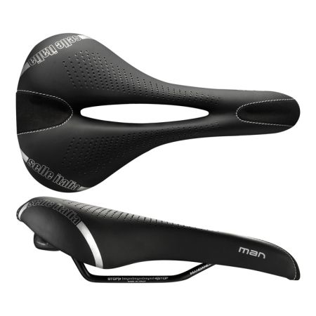 Siodło SELLE ITALIA MAN GEL FLOW L (id match - L2) Manganese Tube 7, fibra-tek, 310g czarne (NEW) 