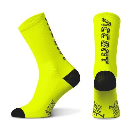 Accent Skarpetki kolarskie Hero Long, żółto-fluo-czarne, rozmiar S (36-38) 