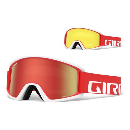Gogle zimowe GIRO SEMI RED WHITE APEX (Szyba lustrzana kolorowa AMBER SCARLET 40% S2 + Szyba kolorowa YELLOW 84% S0) 