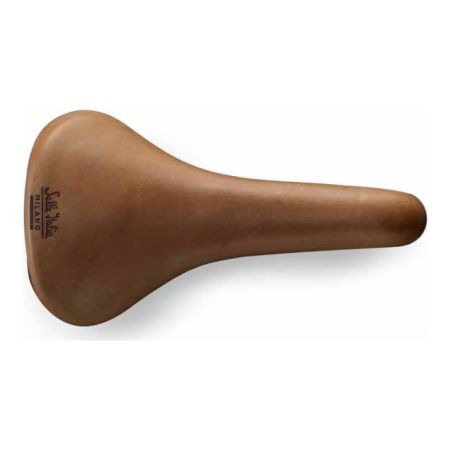 Siodło SELLA ITALIA TURBO RACER Fec Alloy 7, skórzane jasne brązowe 370g (NEW) 