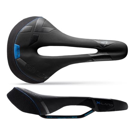 Siodło SELLE ITALIA X-LAND E-BIKE TM SUPERFLOW L (id match - L3) Manganese Tube 7,  fibra-tek- Mokka, 275g czarno-niebieskie (NEW) 
