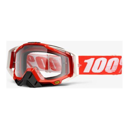 Gogle 100% RACECRAFT FIRE RED (Szyba Przezroczysta Anti-Fog + 10 Zrywek) 