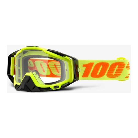 Gogle 100% RACECRAFT ATTACK YELLOW (Szyba Przezroczysta Anti-Fog + 10 Zrywek)