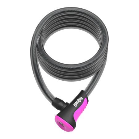 Zapięcie rowerowe ONGUARD NEON 8157PN Linka - 10mm 180cm - uchwyt + 2 x Klucze z kodem różowe 