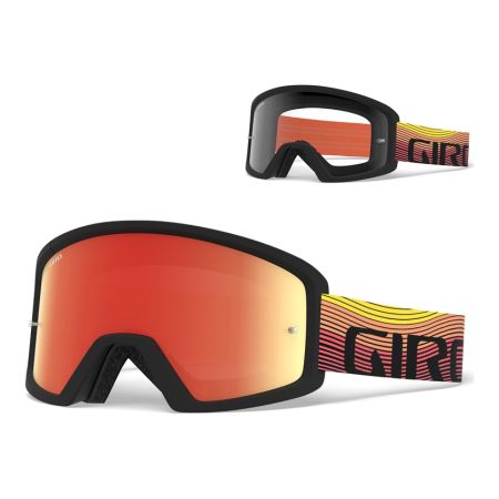 Gogle GIRO BLOK orange heatwave (Szyba kolorowa AMBER xx% S3 + Szyba Przeźroczysta 99% S0) mocowanie pod zrywki +10 zrywek (NEW) 